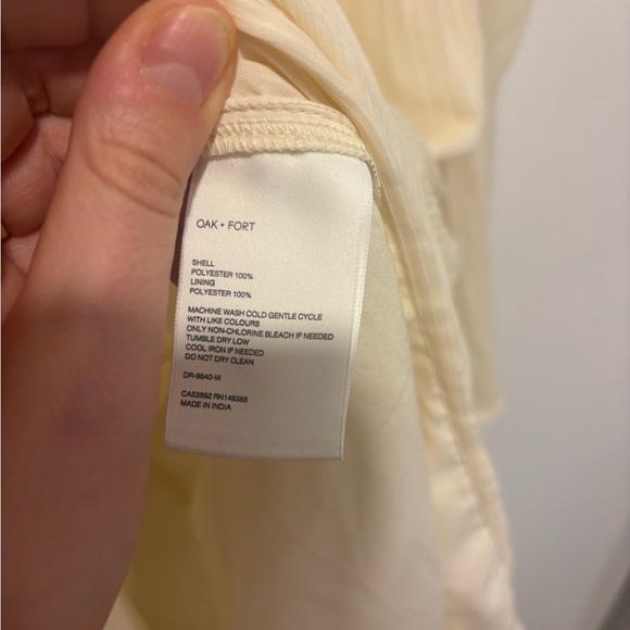 Oak + Fort Sheer Pleated BOHO Midi Dress in Ivory – Long Sleeve (Size M) - Picture 5 of 7